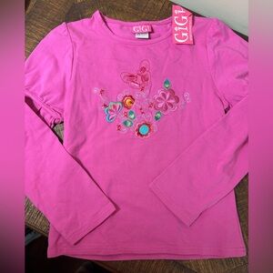 NWT Gigi 6X Embroidered Flower Butterfly Long Sleeve Top